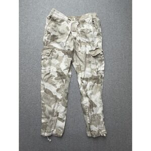 Sanctuary Pants Womens Small Beige Linen Cargo Jogger Camo Drawstring Cuffed
